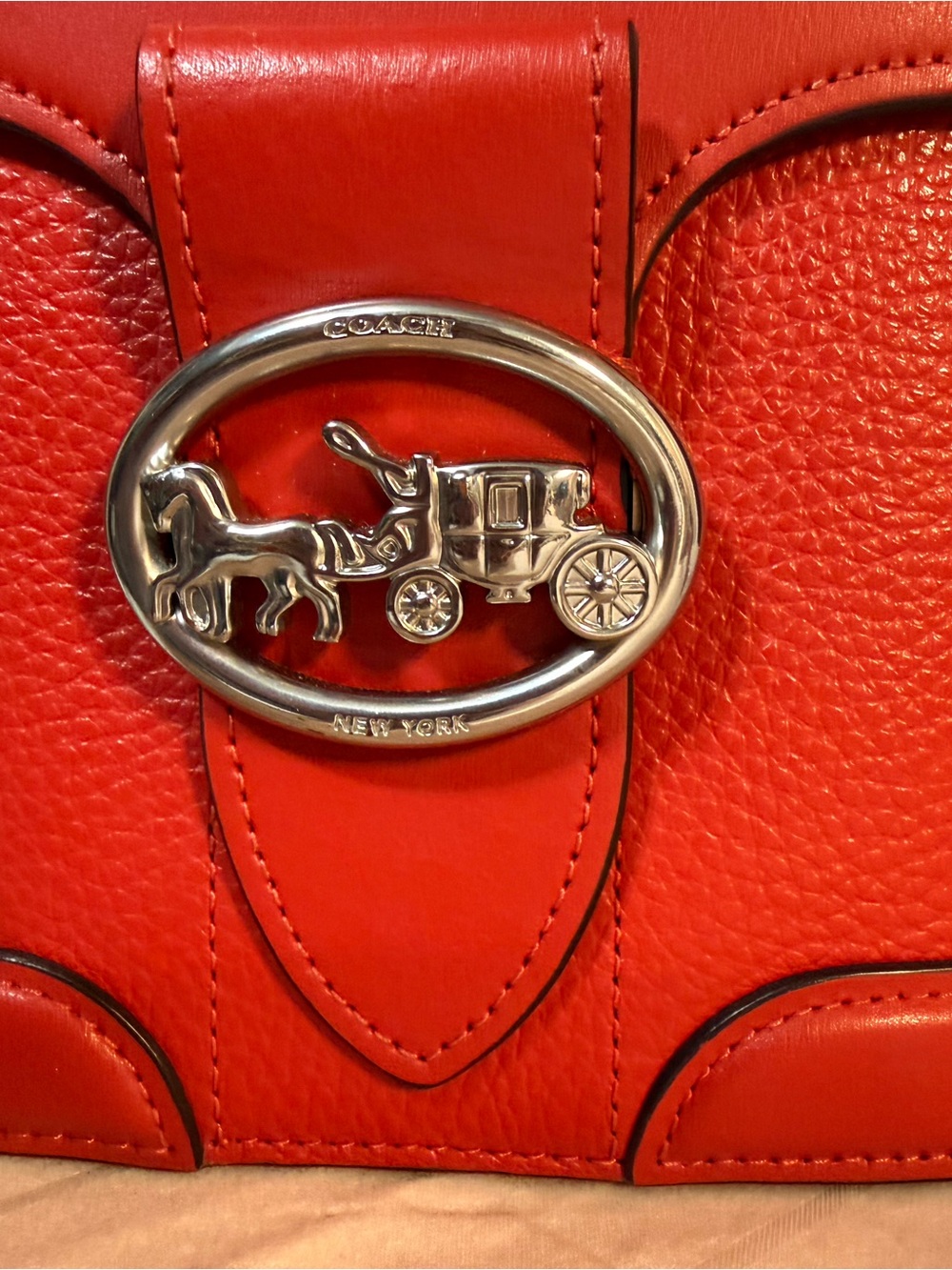 Coach  Geranium Leather Small Top-Handle Structured Mini Tote Crossbody Bag - Picture 5 of 7